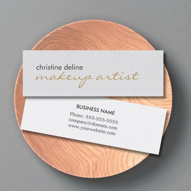 Modern Elegant Texture White Makeup Artist Mini Business Card (Creator Uploaded)