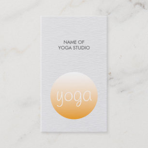 Modern Elegant Texture White Orang Yoga Instructor Business Card