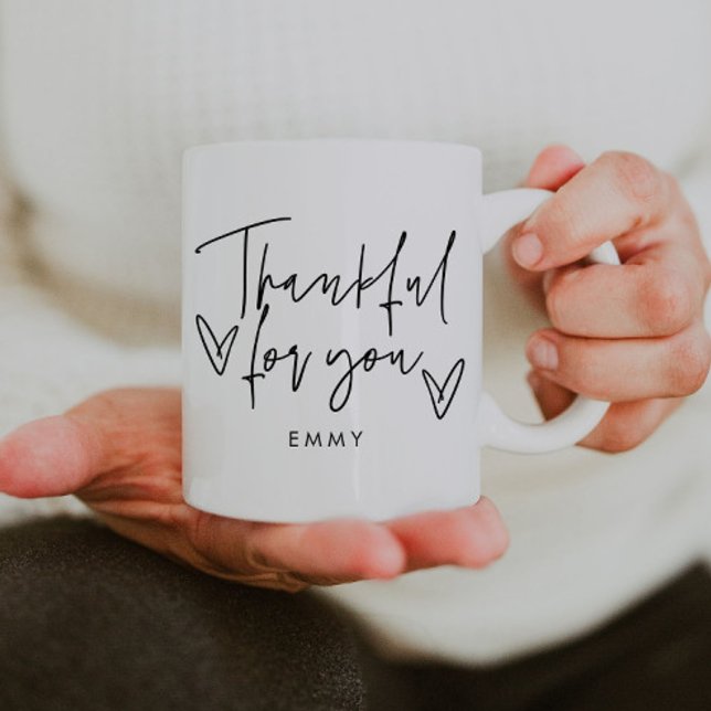 Modern Elegant Thankful For You Thanksgiving Coffee Mug (Creator Uploaded)
