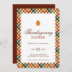 Modern Elegant Thanksgiving Dinner Party Invitation