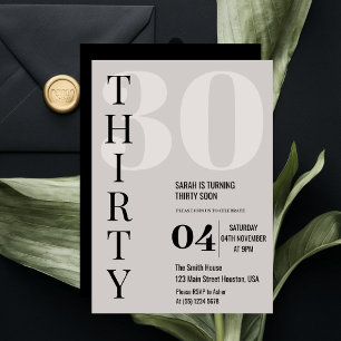 Modern Elegant Thirty 30th Birthday Party Invitation