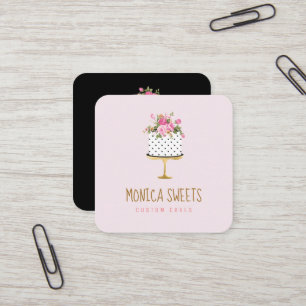 modern elegant trendy bakery pastry chef square business card