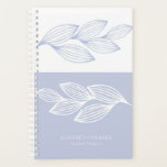 Modern elegant trendy chic dusty blue leaves planner<br><div class="desc">Minimalist personal or business planner featuring hand-drawn and watercolor painted stylised leaves in trendy slate dusty blue and white. Easy to personalise with your name and text! Suitable for yoga spiritual coaches, healers, home designers, interior decorators, personal stylists, beauty salon managers or owners, boutique manager, hairstylists, makeup artists, beauticians, yoga...</div>