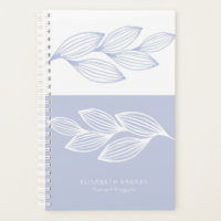 Modern elegant trendy chic dusty blue leaves