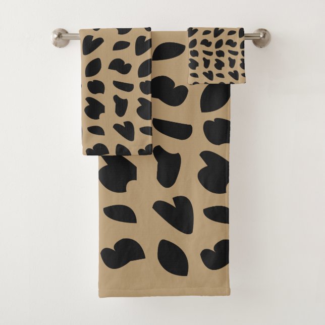 Modern Elegant Trendy Leopard Pattern Leopard Bath Towel Set (Insitu)
