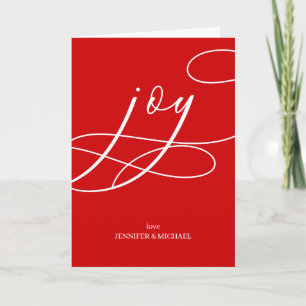 Modern elegant trendy pine tree Joy Christmas Card