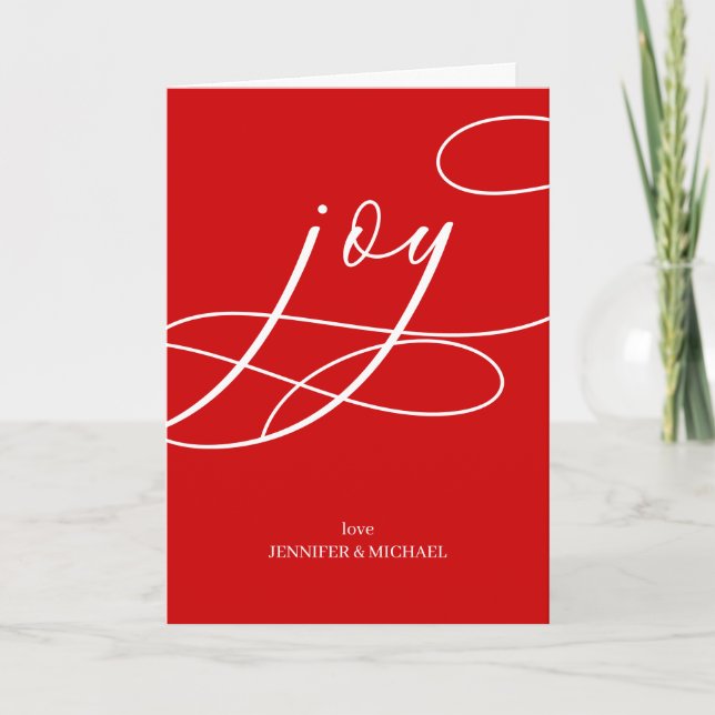 Modern elegant trendy pine tree Joy Christmas Card (Front)