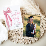 Modern Elegant Trendy Pink Bow Photo Graduation Invitation<br><div class="desc">Celebrate your big day in style with our Modern Elegant Pink Bow Graduation Invitation! 🎓💖 This trendy and chic design features a delicate pink bow 🎀, creating a perfect balance of sophistication and modern flair. The sleek, minimalist layout adds a touch of class, making it ideal for any graduate looking...</div>