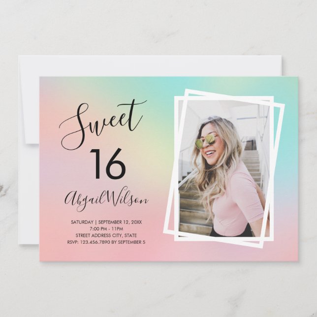 Modern elegant trendy sweet sixteen birthday party invitation (Front)