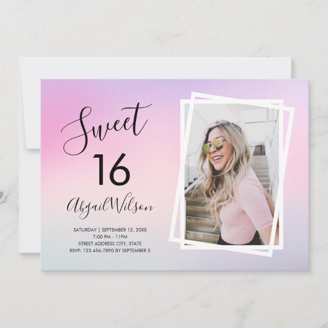 Modern elegant trendy sweet sixteen birthday party invitation (Front)