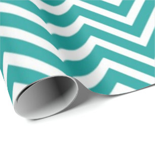Modern, elegant, trendy teal white chevron wrapping paper