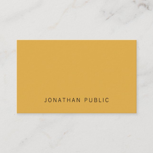 Modern Elegant Trendy Yellow Brown Simple Template Business Card (Front)