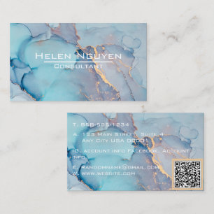 Modern Elegant Turquiose Gold Marble Agate Geode Business Card