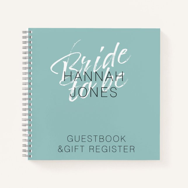 Modern Elegant Turquoise Mint Green Bridal Shower  Notebook (Front)