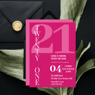 Modern Elegant TWENTY ONE 21st Birthday Party  Invitation