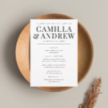 Modern Elegant Type Black and White Wedding Menu<br><div class="desc">Modern type with large names are the features on this black and white wedding menu.</div>