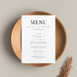 Modern Elegant Type Black and White Wedding Menu<br><div class="desc">A simple modern type black and white wedding menu.</div>