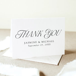 Modern Elegant Typography 2 Photo Wedding Thank You Card