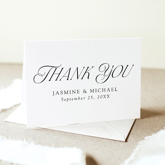 Modern Elegant Typography 2 Photo Wedding Thank You Card (Creator Uploaded)