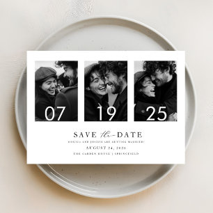 Modern Elegant Typography 4 Photo Save the Date Invitation