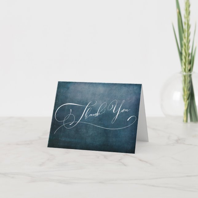 Modern Elegant Typography Distressed Teal Grunge Thank You Card (Front)