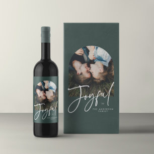 Modern elegant typography green joyful Christmas Medium Gift Bag