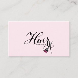 Modern Elegant Typography Hair By Name Pink Business Card