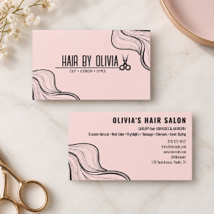 Modern Elegant Typography HairStylist Hair Pink Business Card