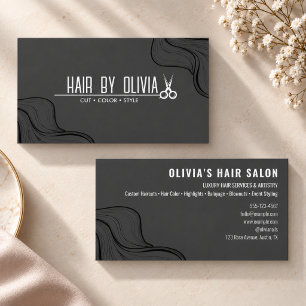 Modern Elegant Typography HairStylist Hair Scissor Business Card