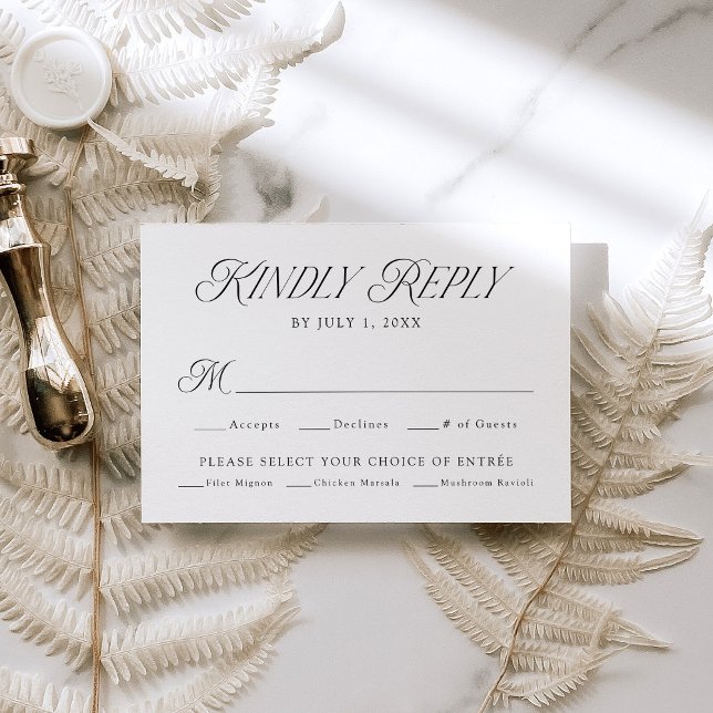 Modern Elegant Typography Meal Choice Wedding RSVP Card (Creator Uploaded)