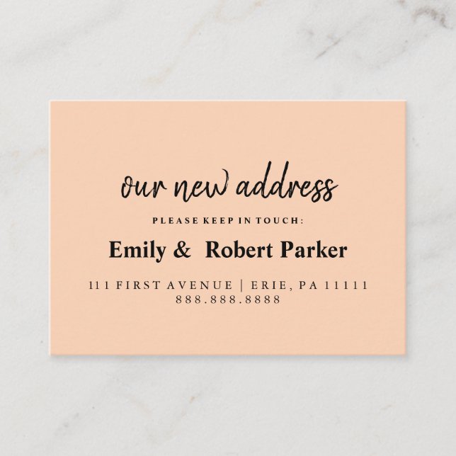 Modern Elegant Typography New Address Enclosure Ca Card (Front)