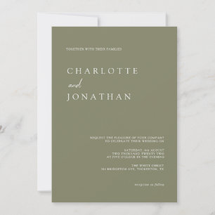Modern Elegant Typography Olive Green Wedding Invitation