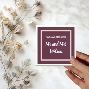 Modern Elegant Typography on Purple Rose Gold Napkin