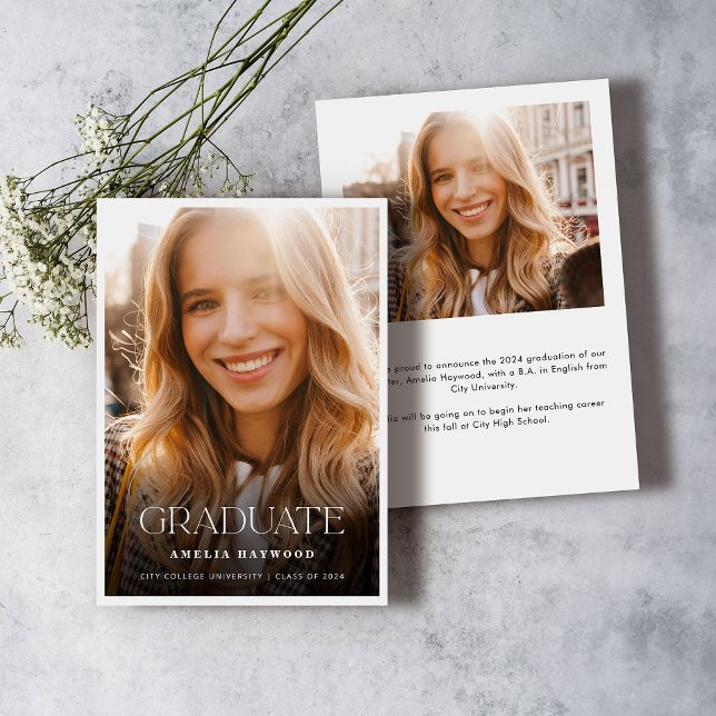 Modern Elegant Typography Photo Graduation Announcement (Creator Uploaded)