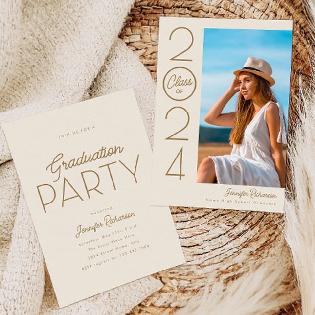Modern Elegant Typography Photo Graduation Party Invitation (Creator Uploaded)