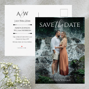 Modern Elegant Typography Photo Save the Date Announcement Postcard