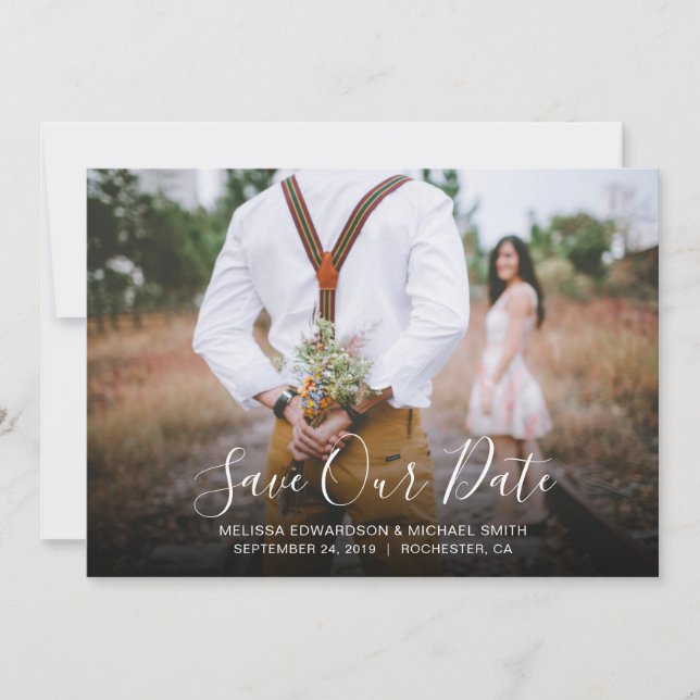 Modern elegant typography photo Save the Date Invitation (Front)