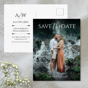 Modern Elegant Typography Photo Save the Date  Postcard
