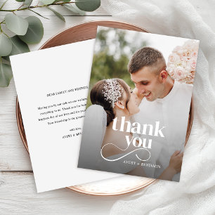 Modern Elegant Typography Simple Wedding Photo Thank You Card