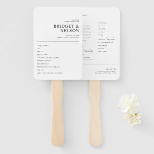 Modern Elegant Typography Simple Wedding Program Hand Fan