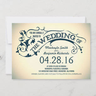 Modern elegant typography & swirls wedding invite