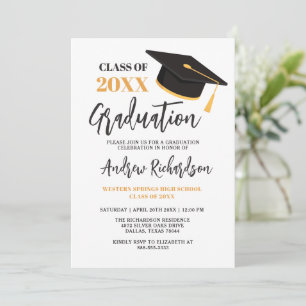 Modern Elegant Typography Tassel Graduation Party  Invitation