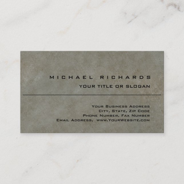 Modern Elegant Unique Plain Stone Wall Business Card (Front)