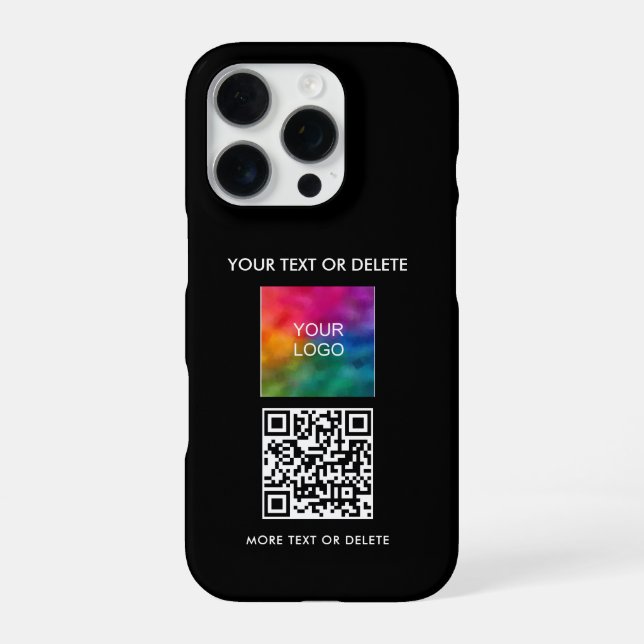 Modern Elegant Upload Business Logo QR Code Simple iPhone Case (Back)