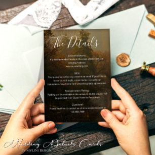 Modern Elegant Vintage Rustic Fall Wedding Details Enclosure Card