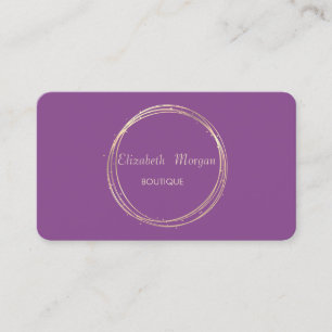 Modern Elegant,Violet ,Gold Circle Business Card