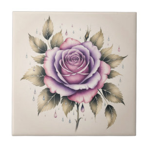 Modern elegant watercolor beautiful lavender rose tile