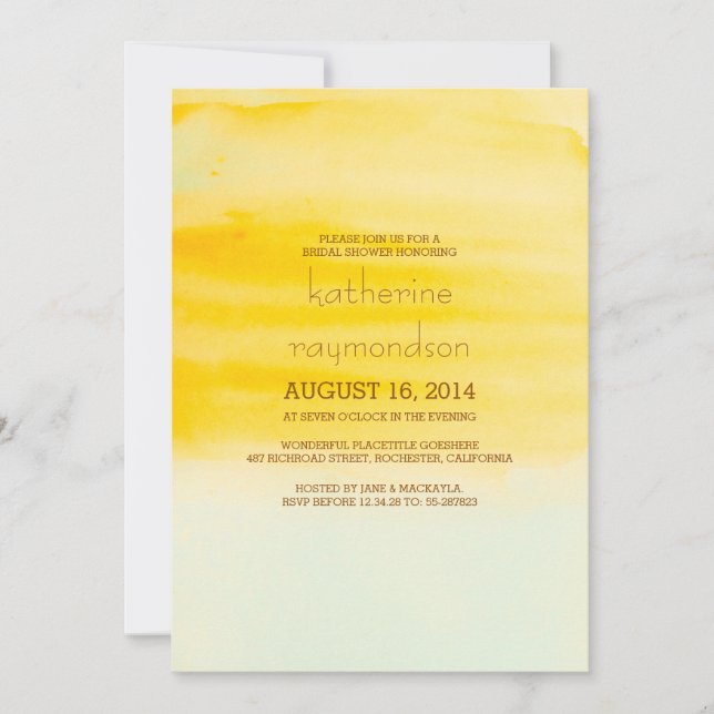 modern elegant watercolor bridal shower invite (Front)