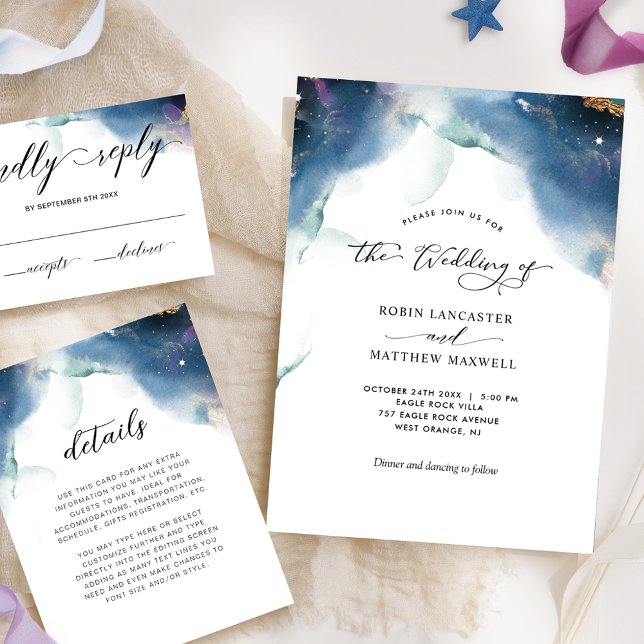 Modern Elegant Watercolor Celestial Wedding Invitation (Creator Uploaded)