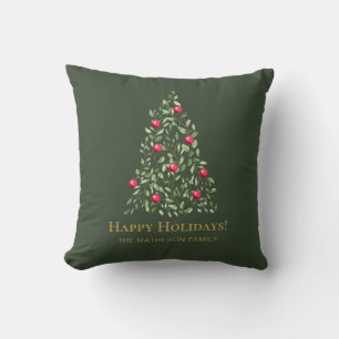 Modern Elegant Watercolor Christmas Tree Custom  Cushion